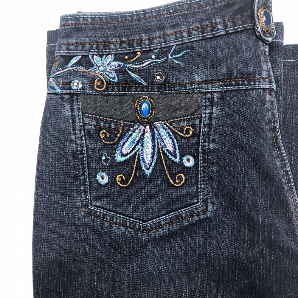 Annabell Floral Embroidered Jeans Size 8